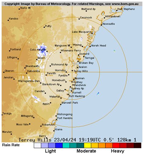 Nsw weather radar loop Map of Sydney area stations
